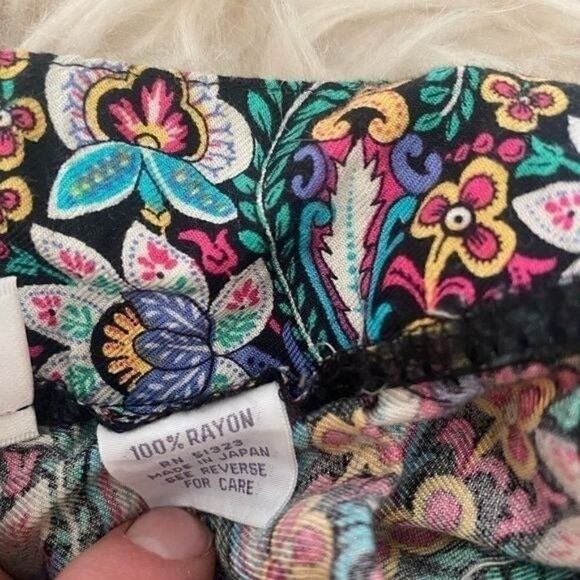 Vintage 70s Chaus Womens Pastel Rainbow Floral Print pleated Midi Skirt A-line - Picture 5 of 7